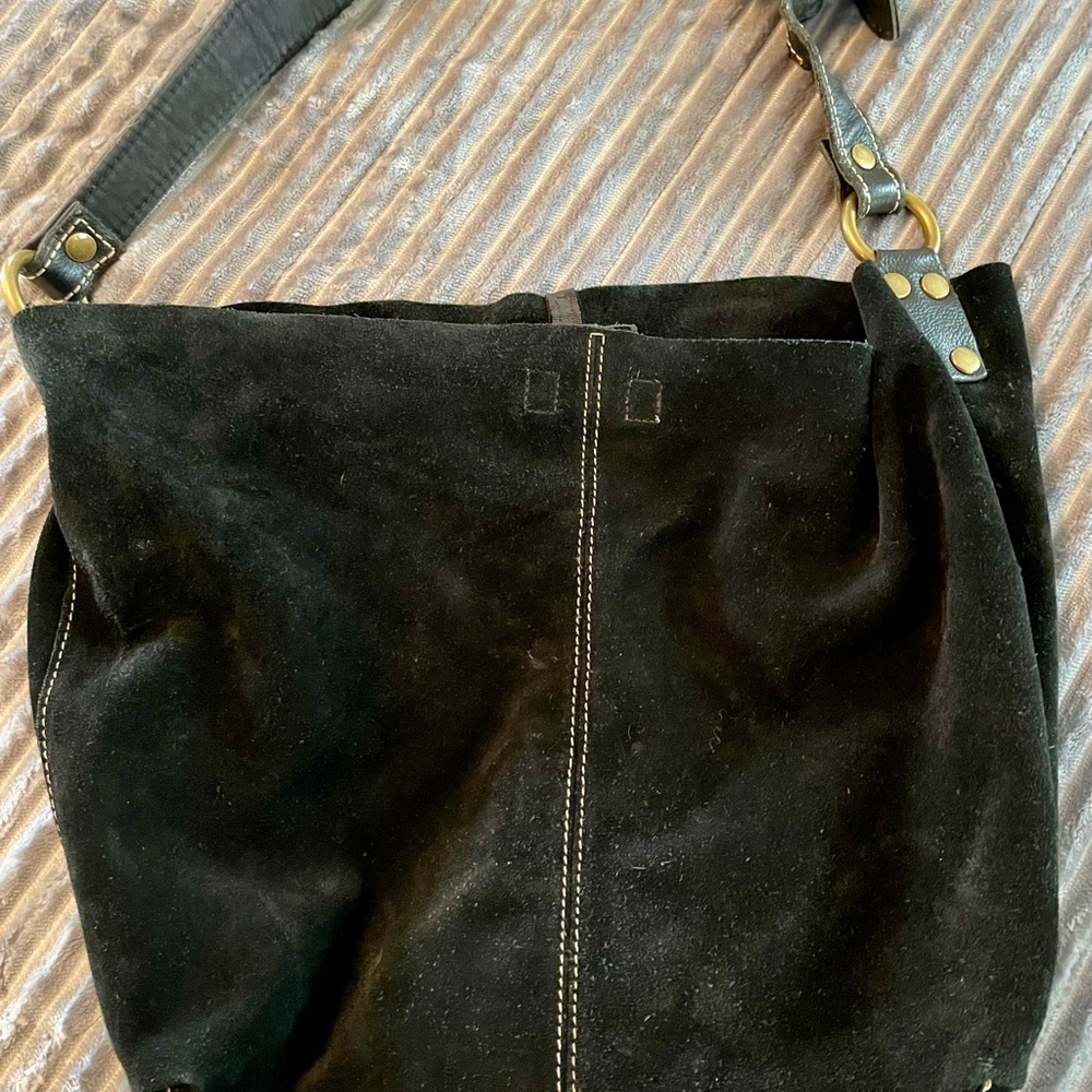 Lucky Brand Black Suede Tote Bag